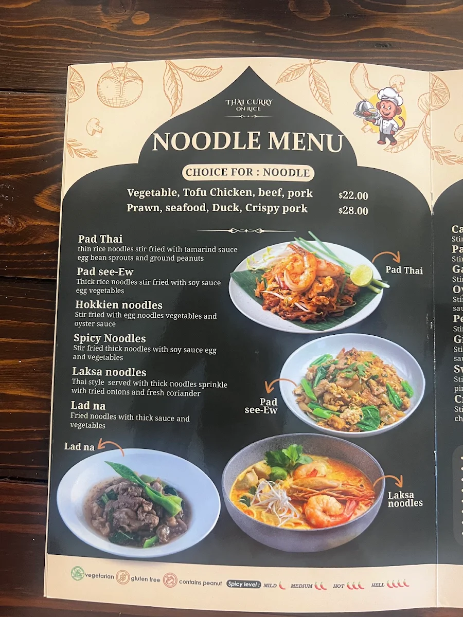 Menu, Thai Curry on Rice