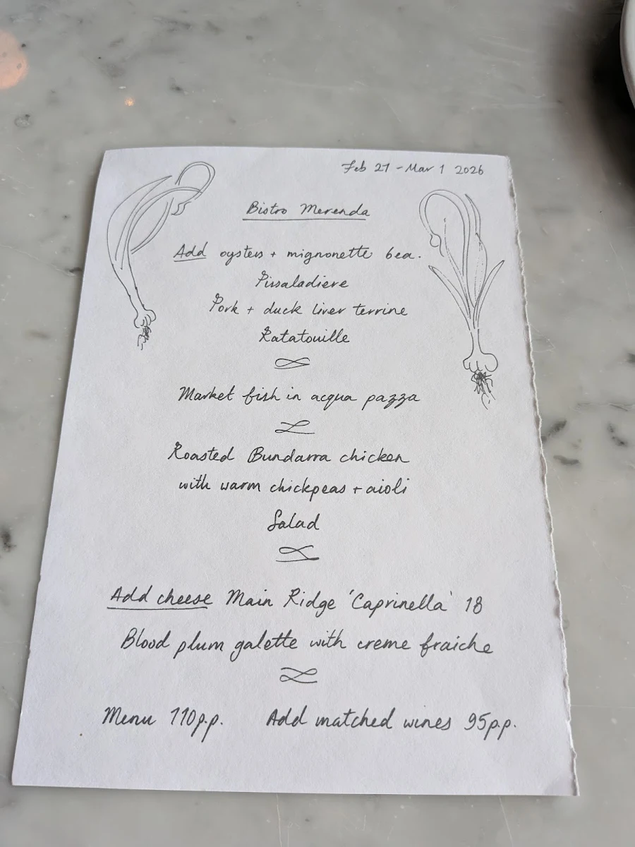 Menu, Bar Merenda