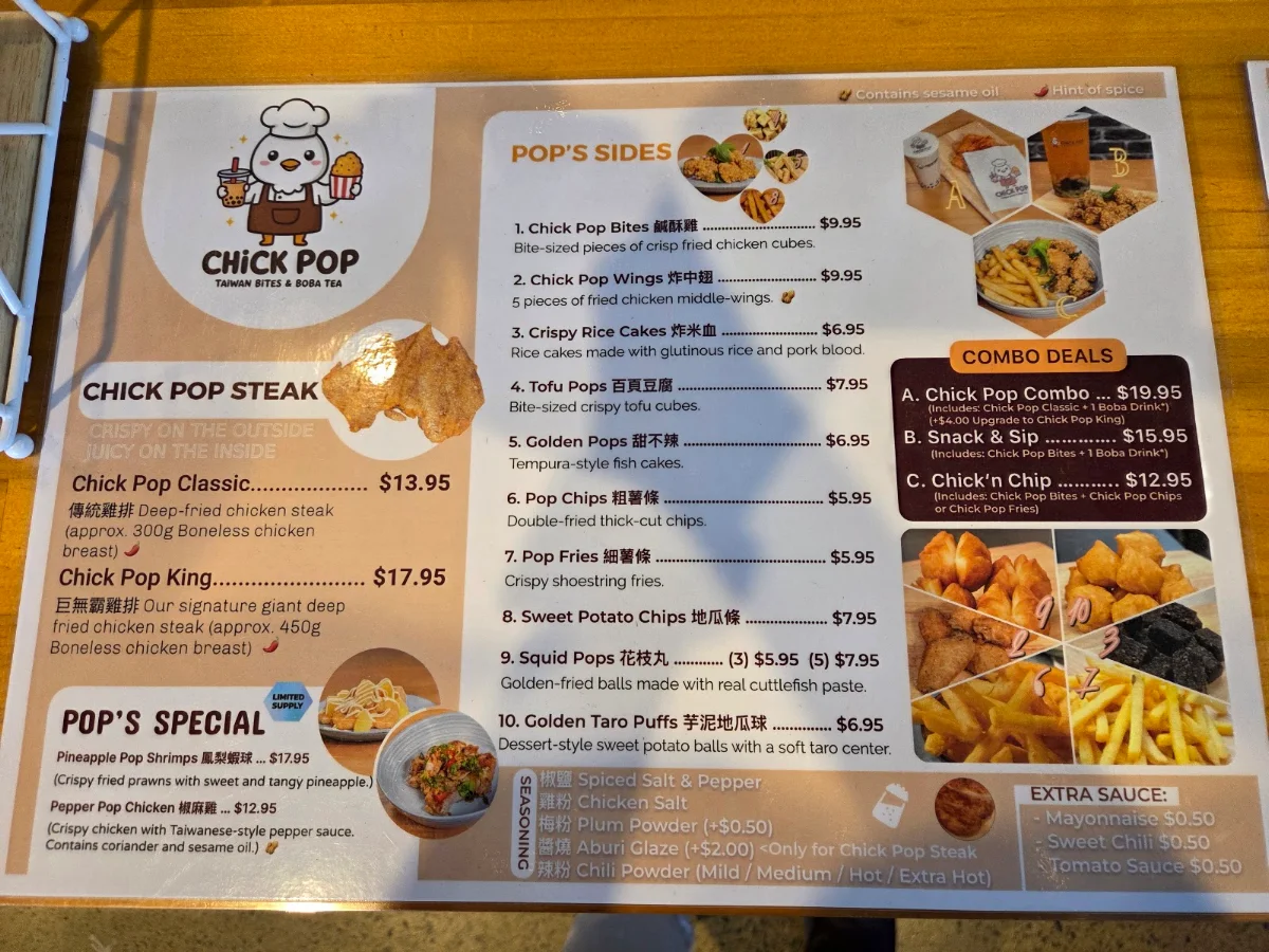 Menu, Chick Pop