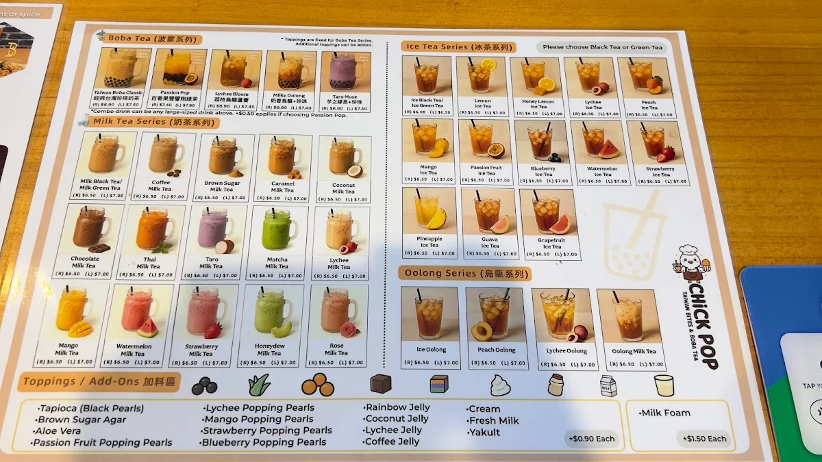 Menu, Chick Pop
