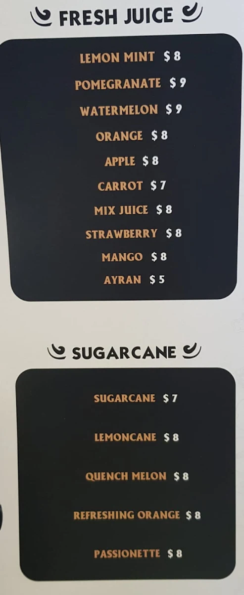 Menu, Cedar Cafe
