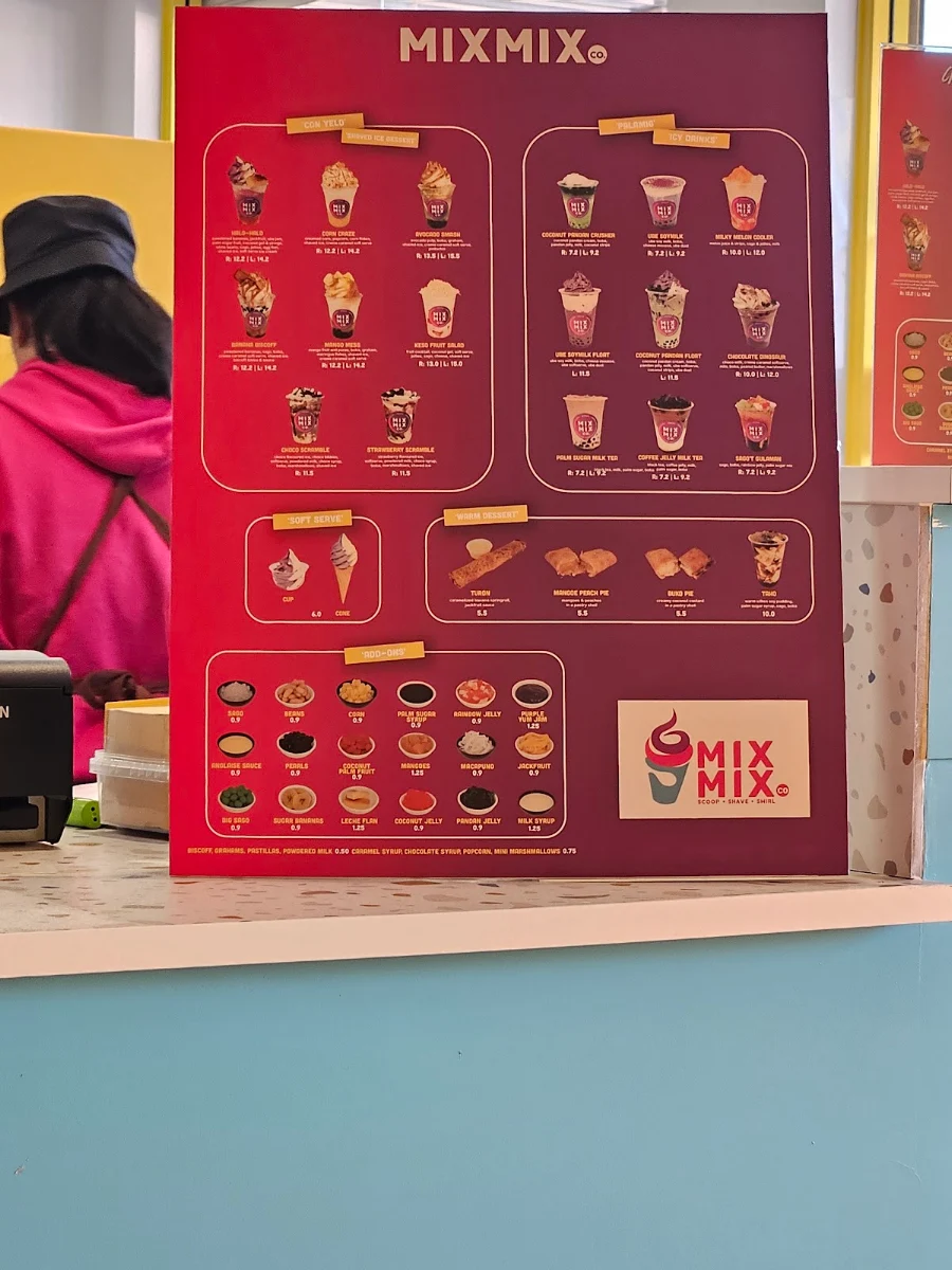 Menu, Mix Mix Co. Rooty Hill