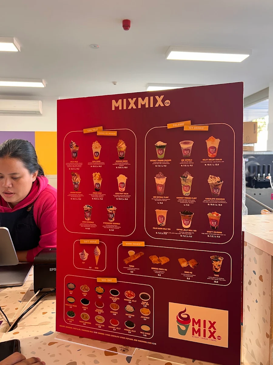 Menu, Mix Mix Co. Rooty Hill