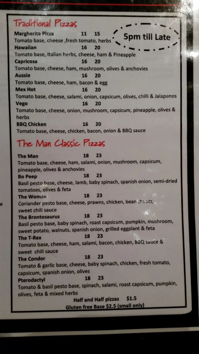 Menu, The Man Hotel