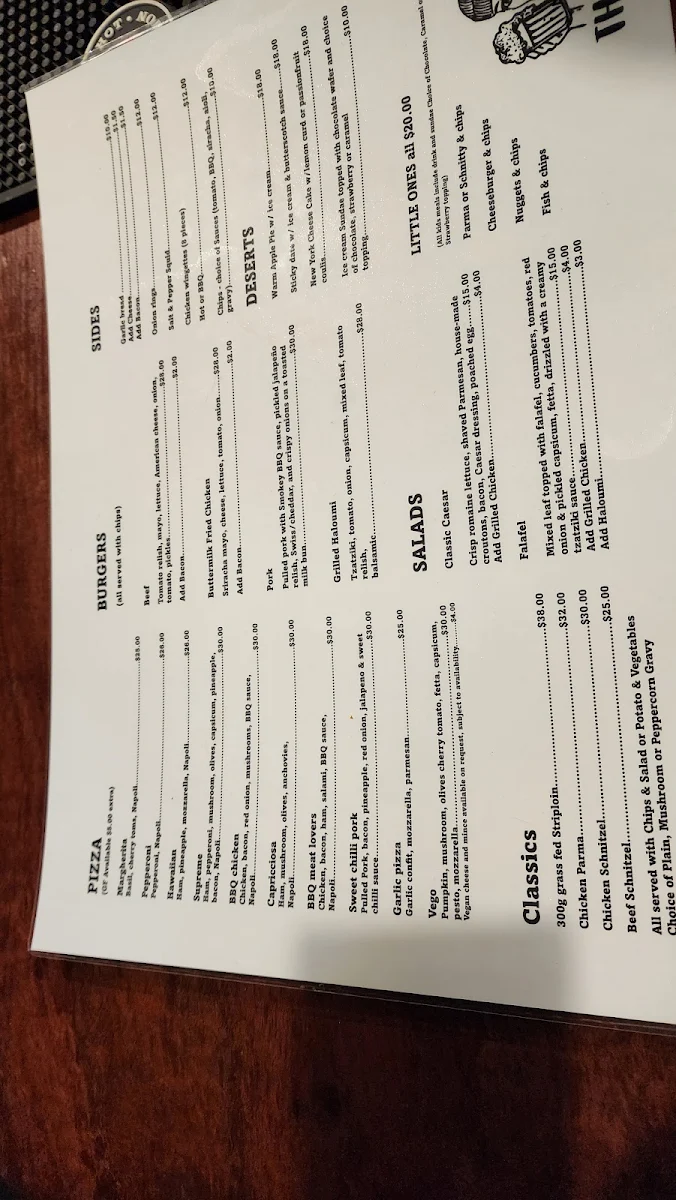 Menu, The Man Hotel