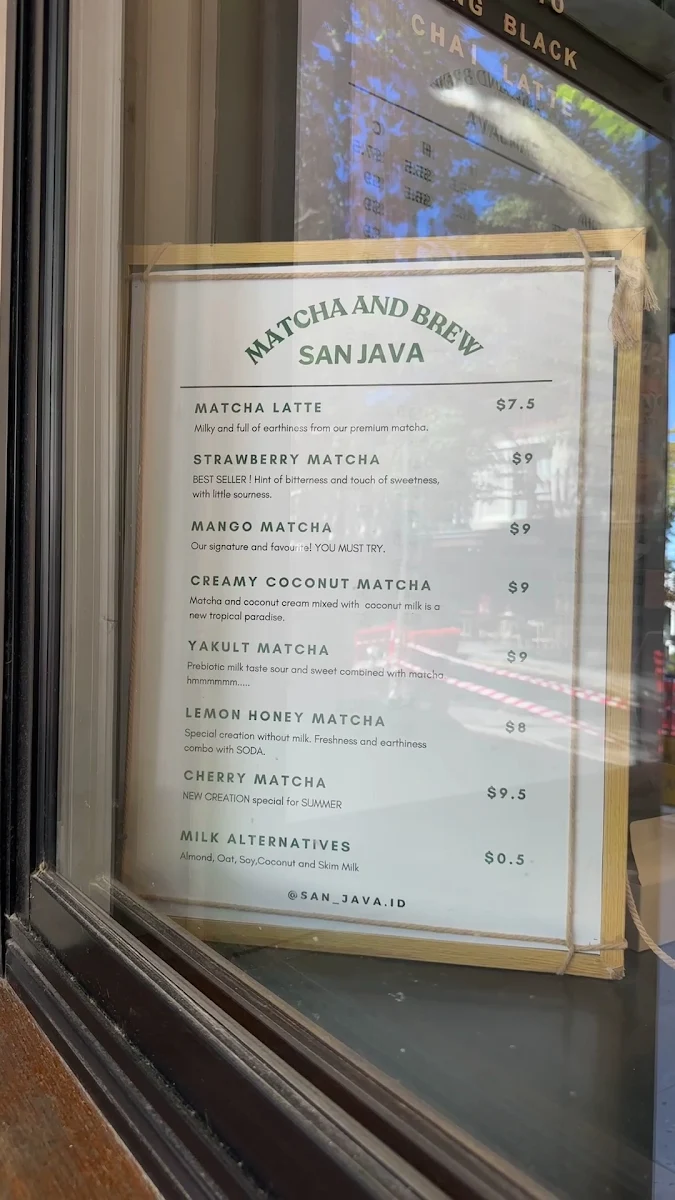 Menu, Mado Matcha
