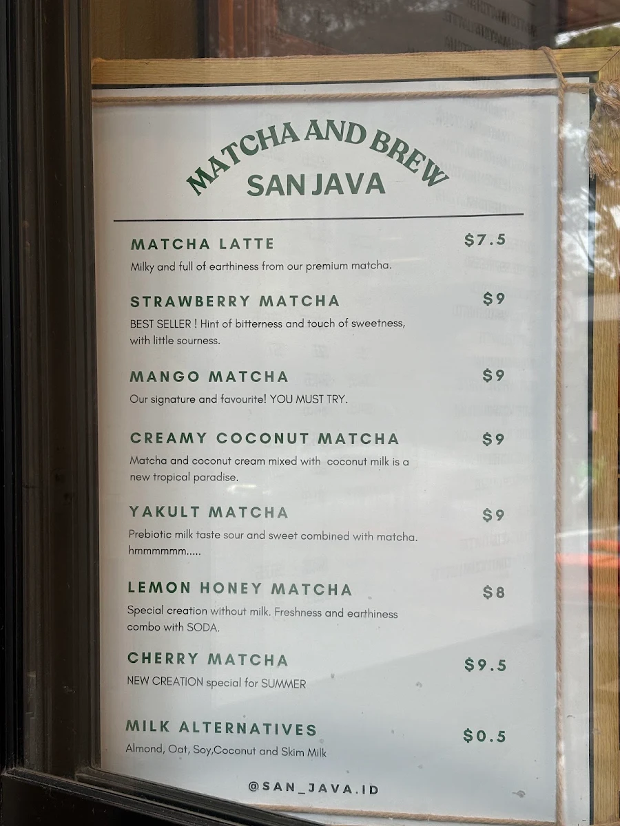 Menu, Mado Matcha