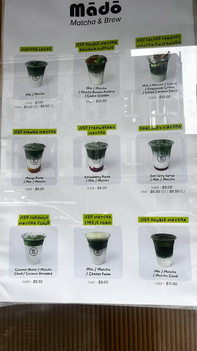Menu, Mado Matcha