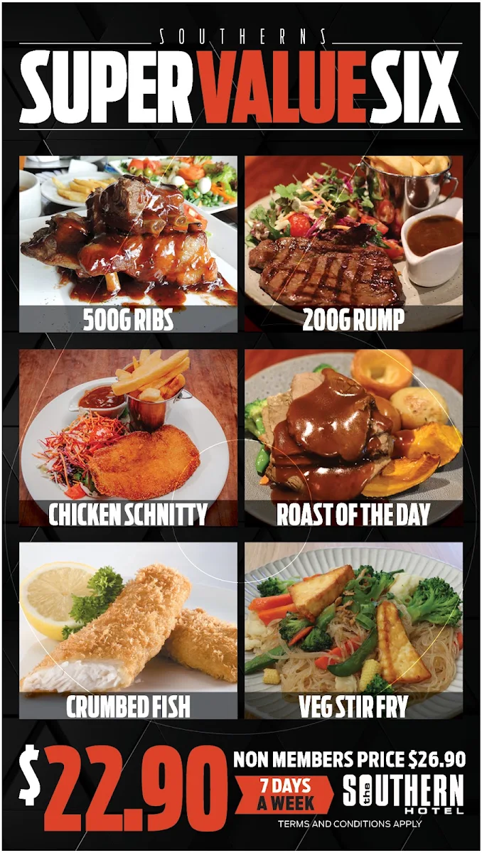 Menu, The Southern Hotel