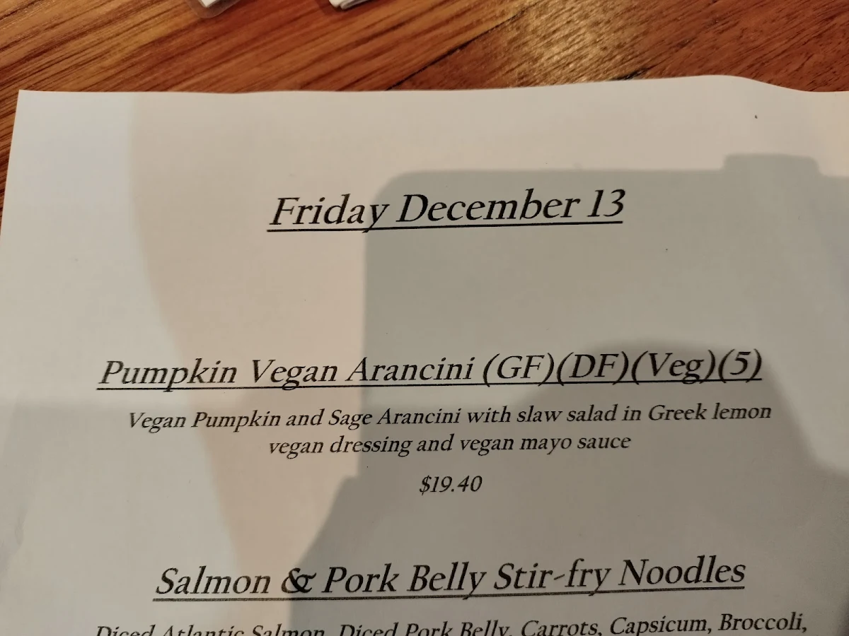 Menu, The Southern Hotel
