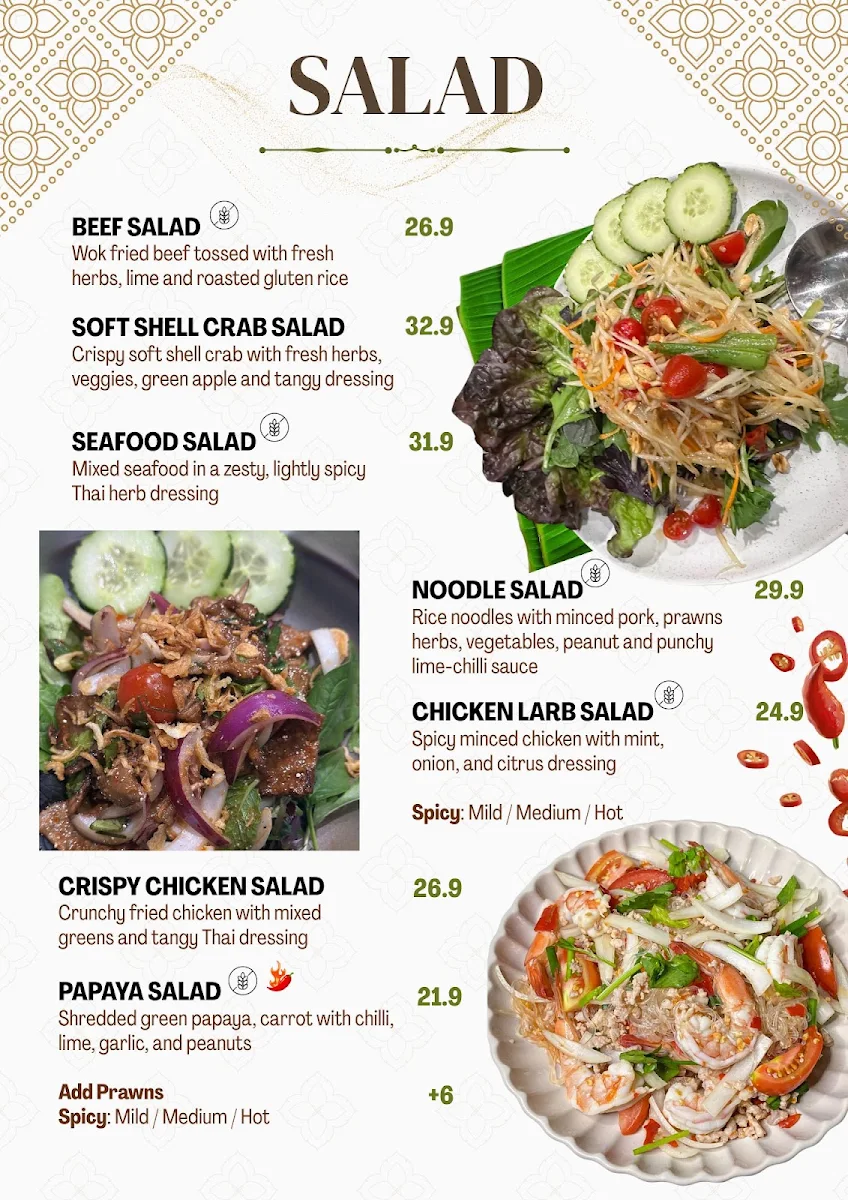 Menu, Nom Nom Thai Restaurant