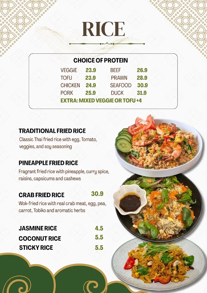 Menu, Nom Nom Thai Restaurant