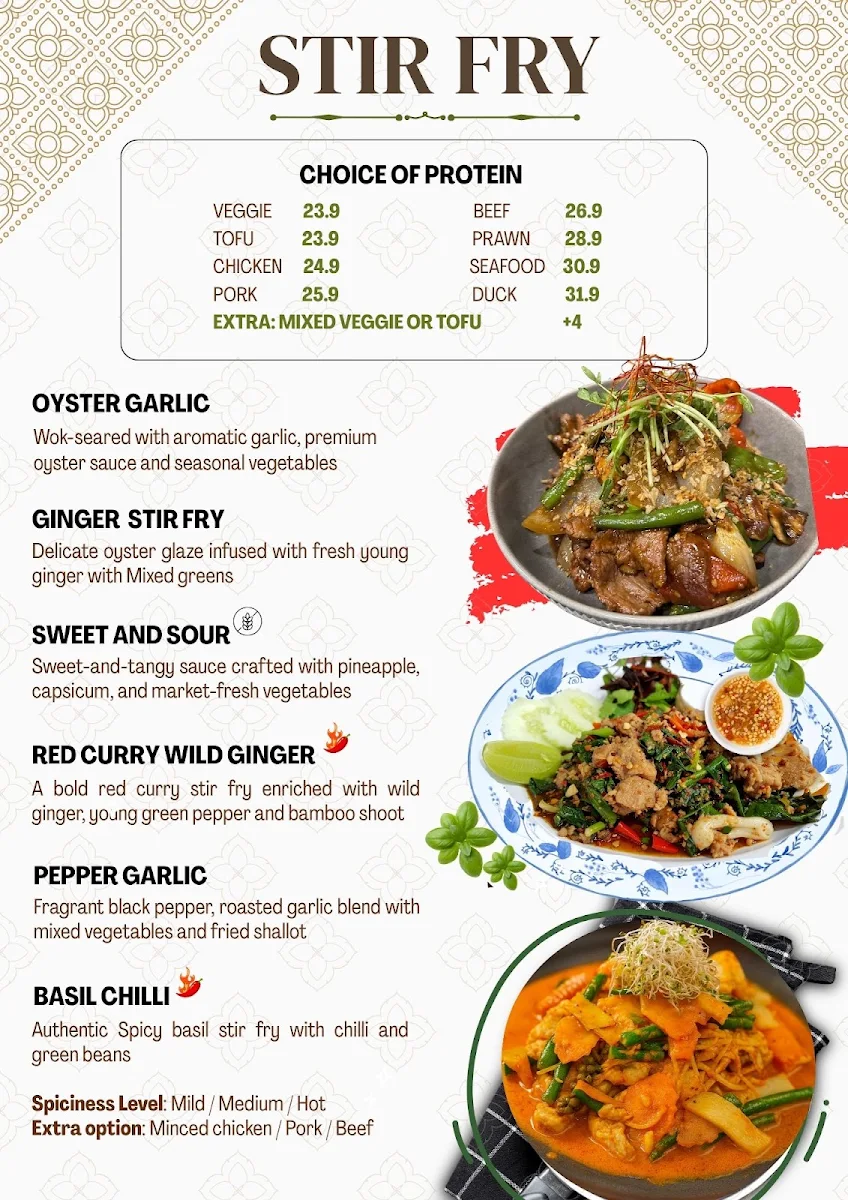 Menu, Nom Nom Thai Restaurant