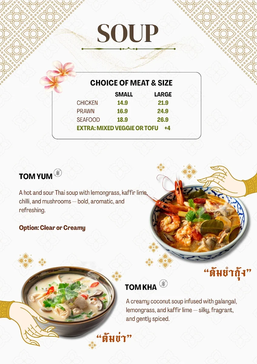 Menu, Nom Nom Thai Restaurant