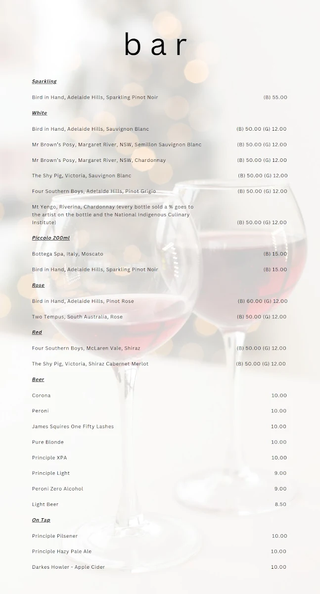 Menu, Cockatoo Overboard