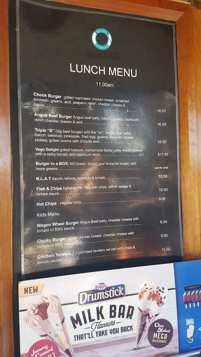 Menu, Cockatoo Overboard