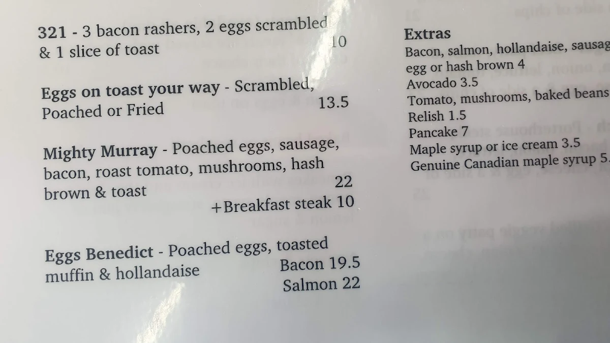 Menu, The Wren Courtyard