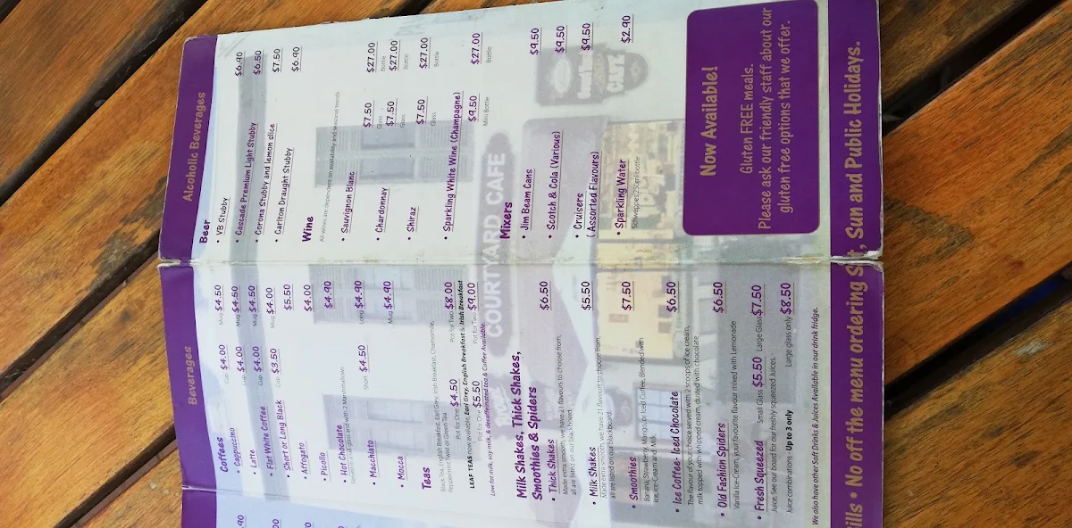 Menu, The Wren Courtyard