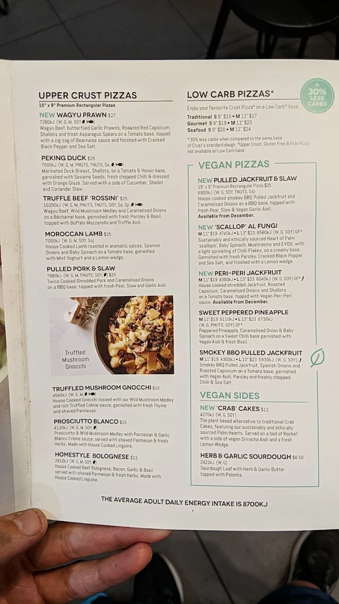 Menu, Crust Pizza Surry Hills