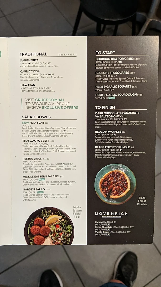 Menu, Crust Pizza Surry Hills