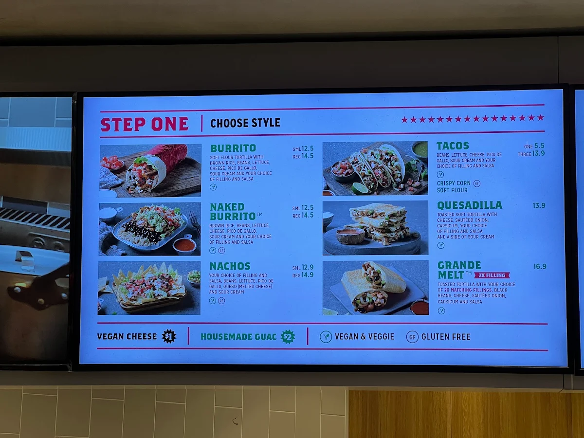 Menu, Mad Mex Sydney Central Plaza