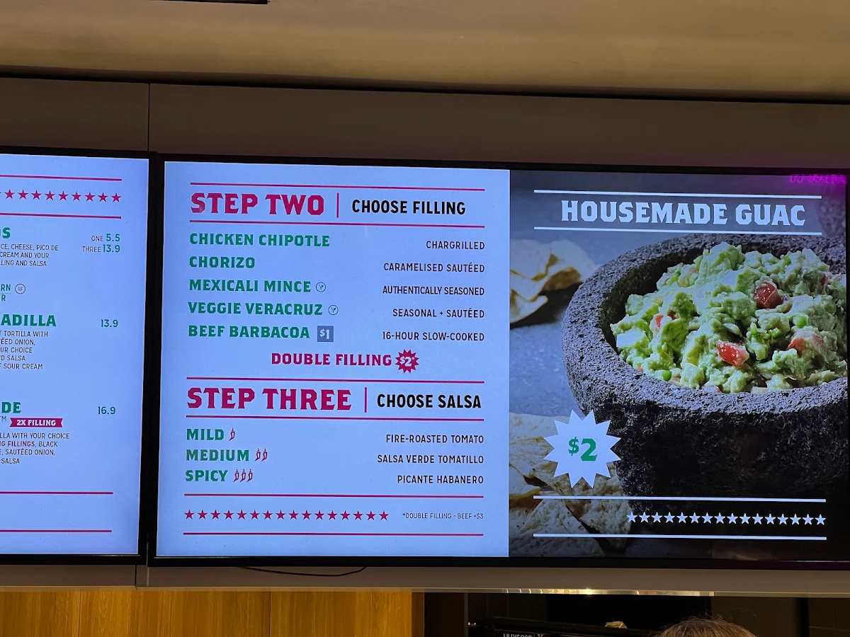 Menu, Mad Mex Sydney Central Plaza