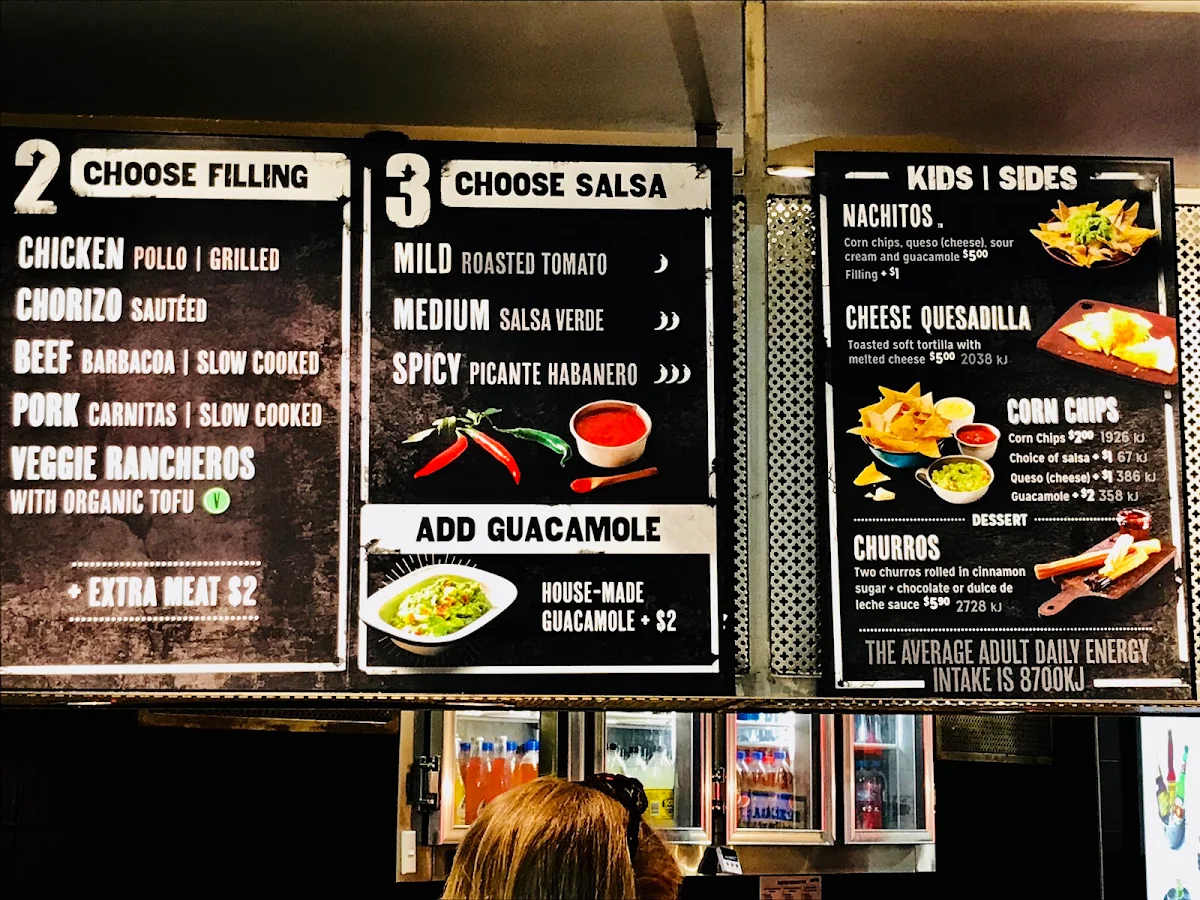 Menu, Mad Mex Sydney Central Plaza