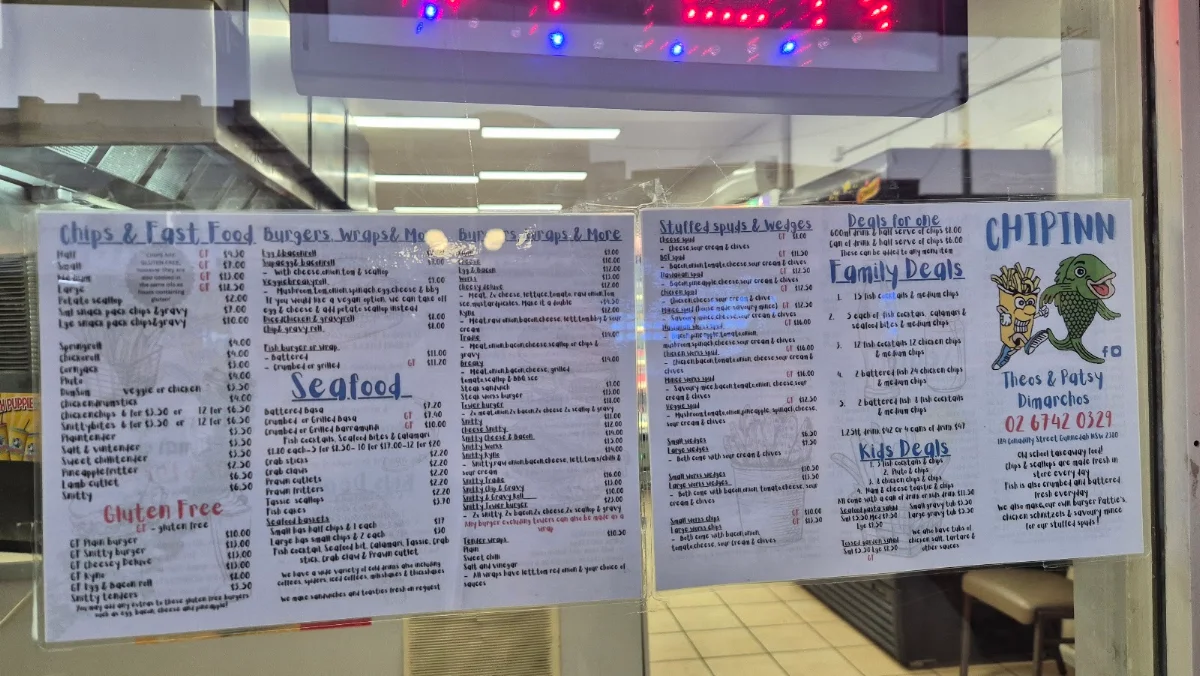 Menu, Chip Inn