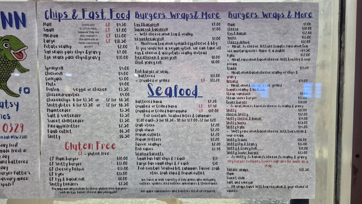 Menu, Chip Inn