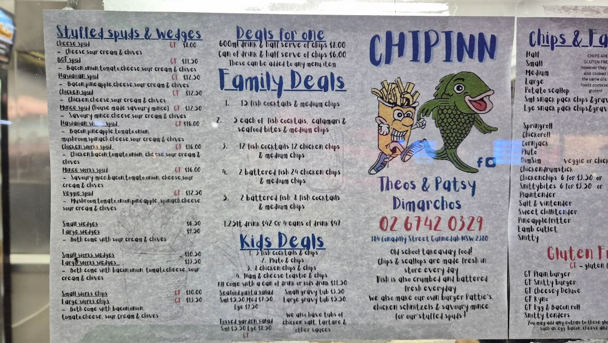 Menu, Chip Inn