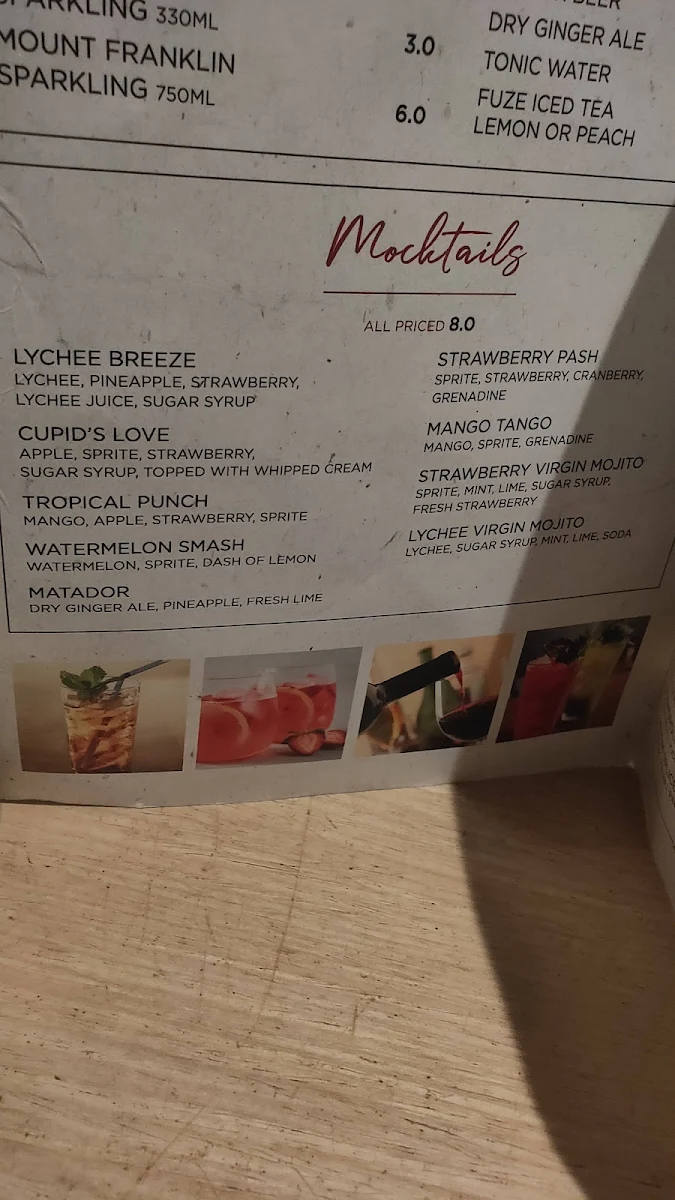 Menu, Ariala Springwood