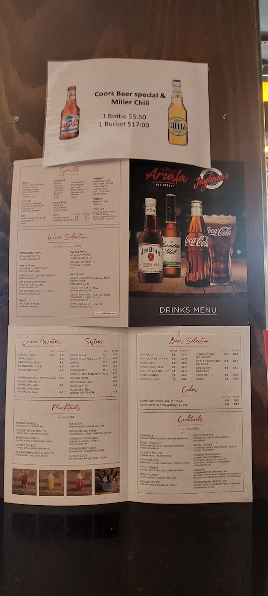 Menu, Ariala Springwood