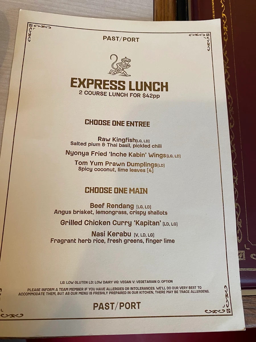 Menu, Past / Port