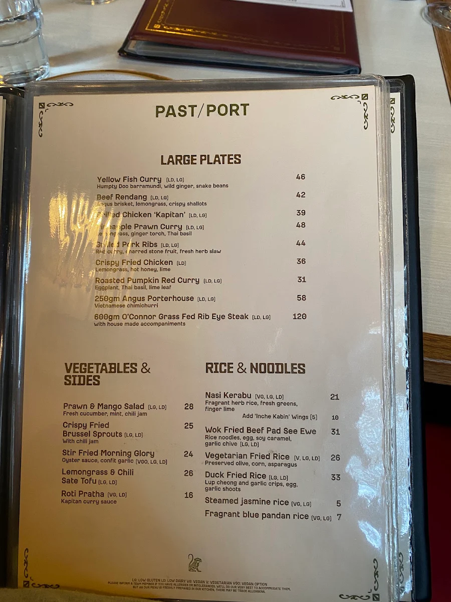 Menu, Past / Port