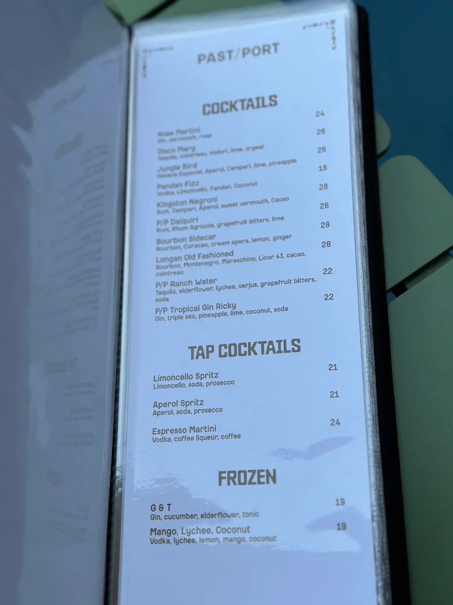 Menu, Past / Port