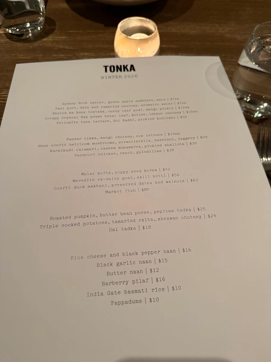 Menu, Tonka