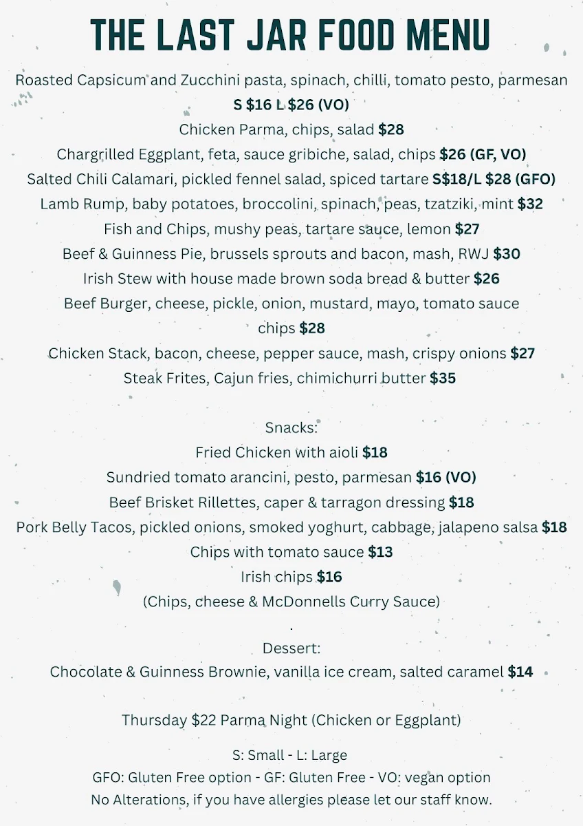 Menu, The Last Jar