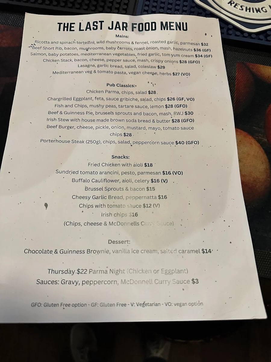 Menu, The Last Jar