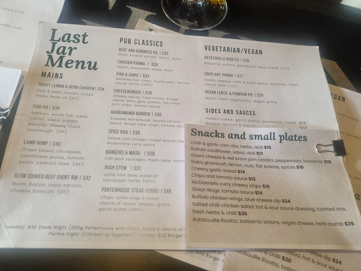 Menu, The Last Jar