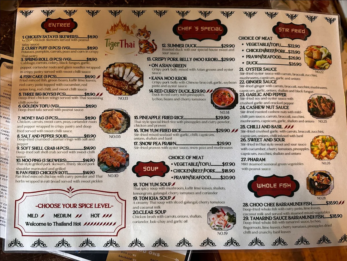Menu, Café Pepe