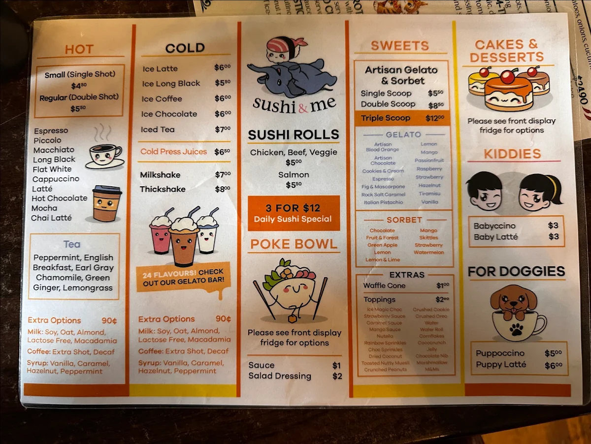 Menu, Café Pepe