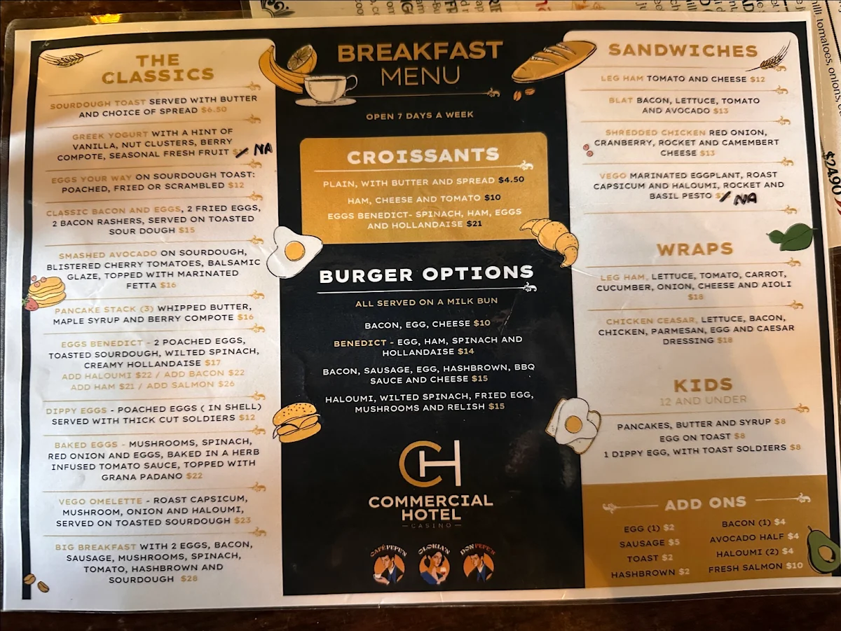 Menu, Café Pepe