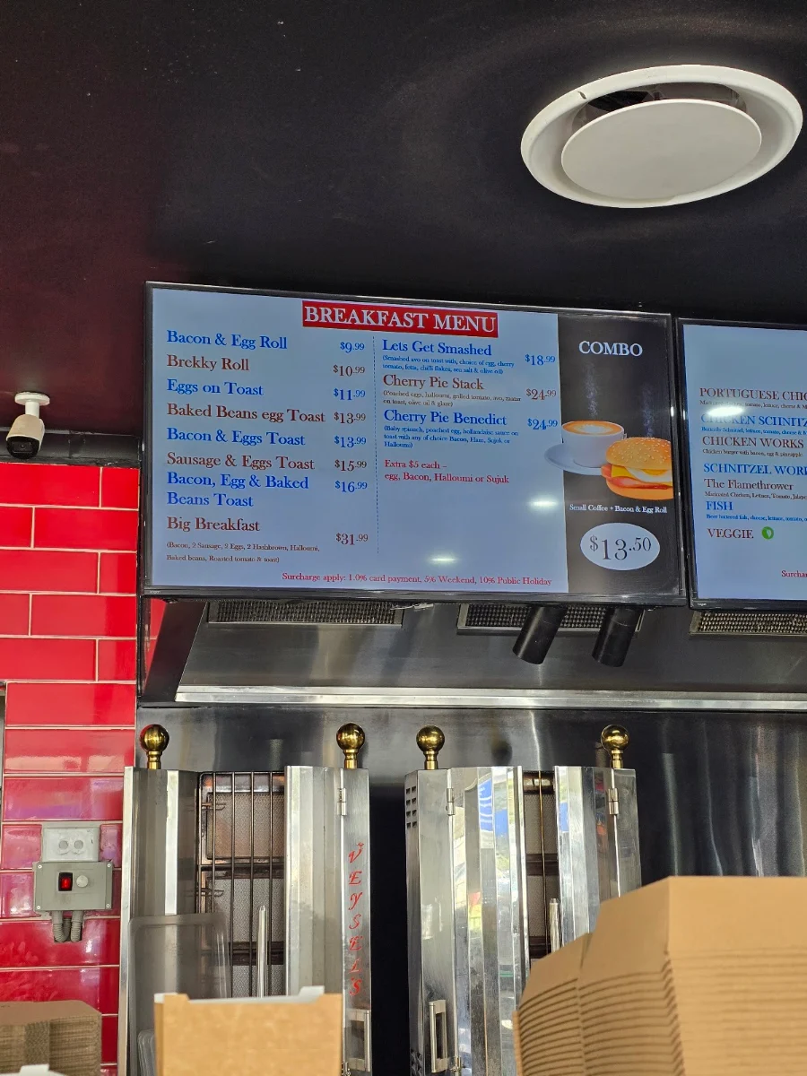 Menu, Cherry Pie Café Kebab & Burger