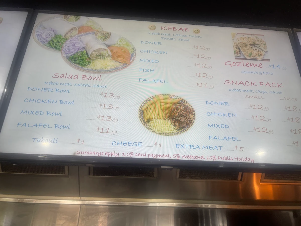 Menu, Cherry Pie Café Kebab & Burger