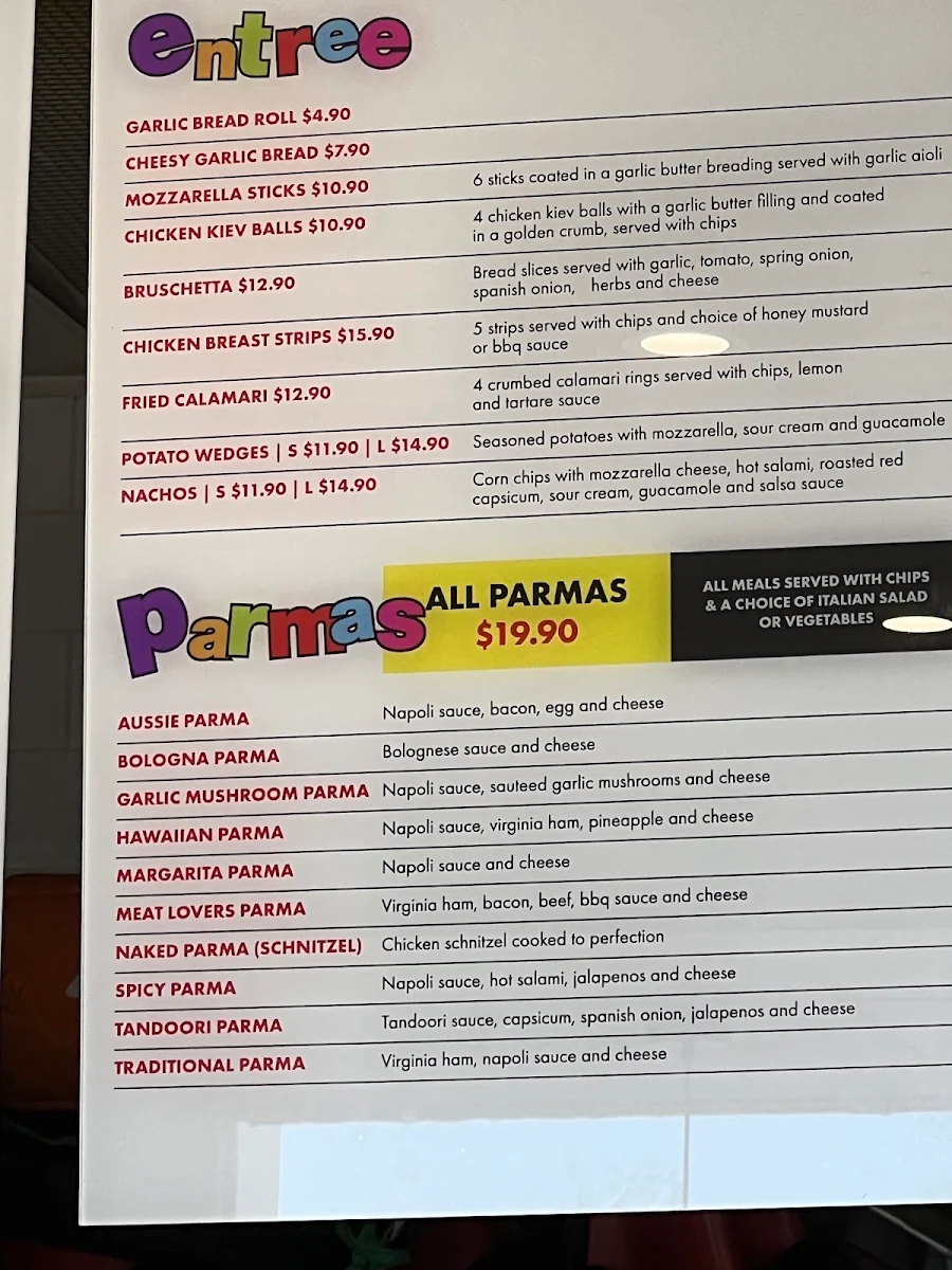 Menu, Big Al's Pizza - Rowville