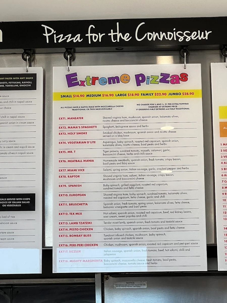 Menu, Big Al's Pizza - Rowville