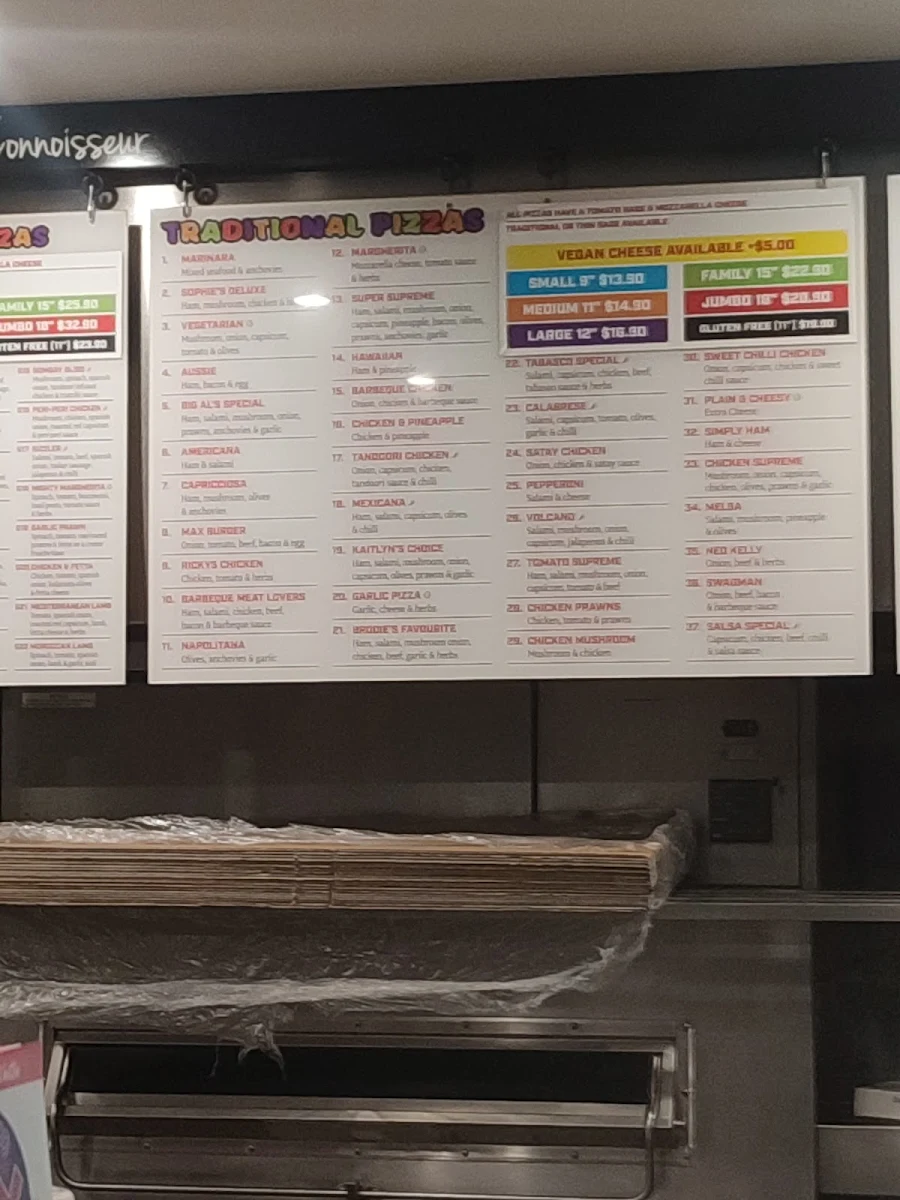 Menu, Big Al's Pizza - Rowville