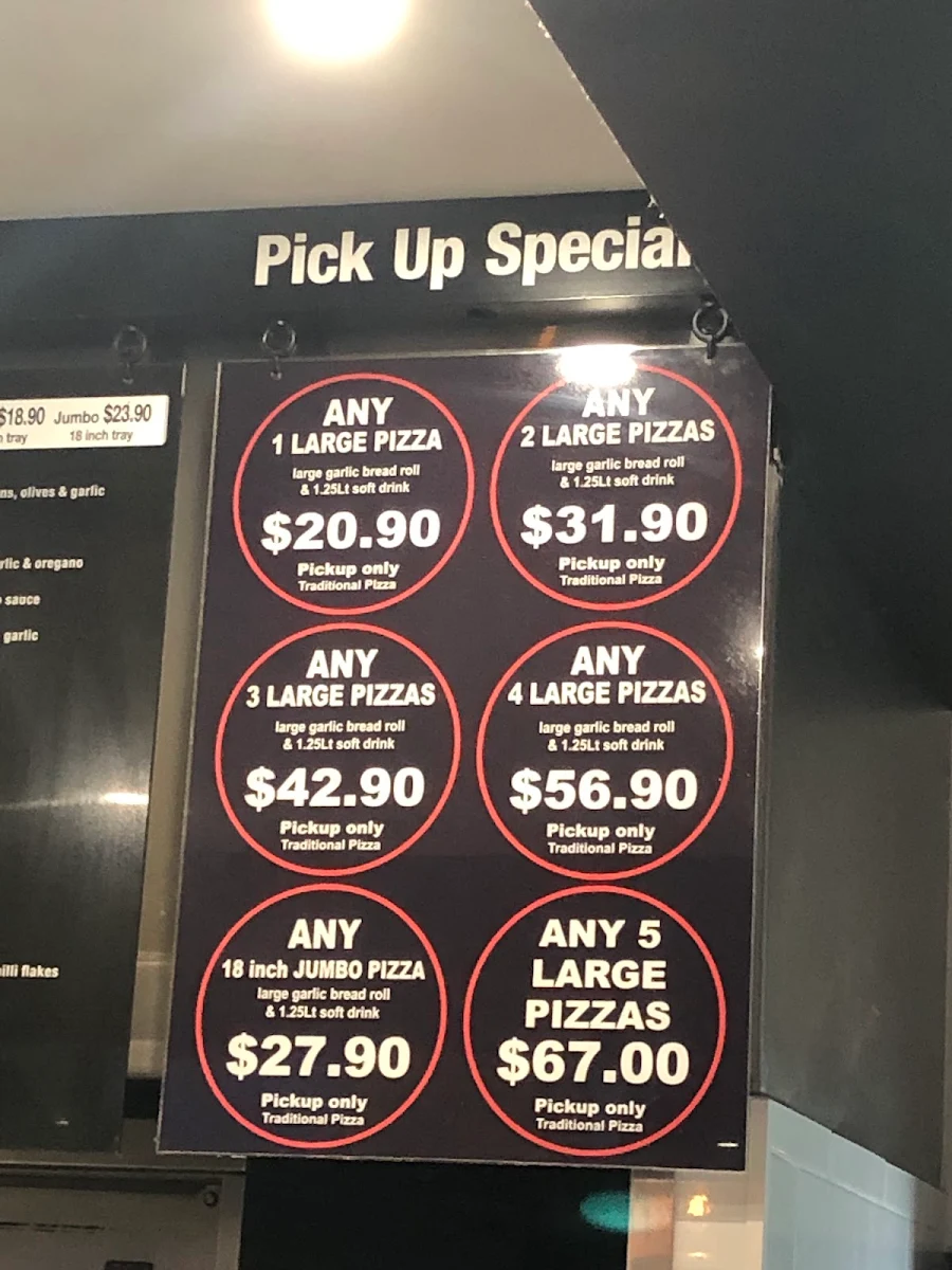 Menu, Big Al's Pizza - Rowville