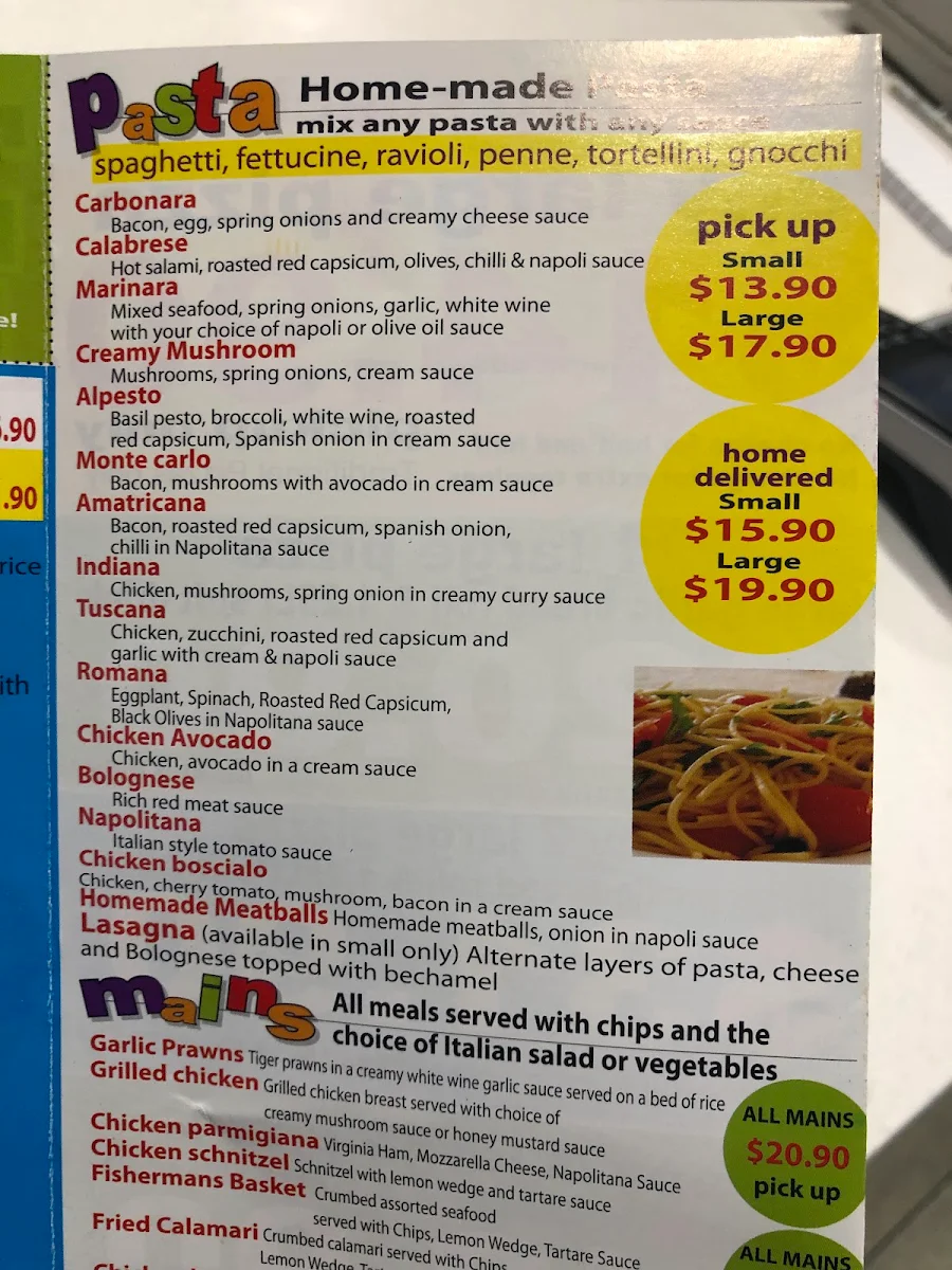 Menu, Big Al's Pizza - Rowville