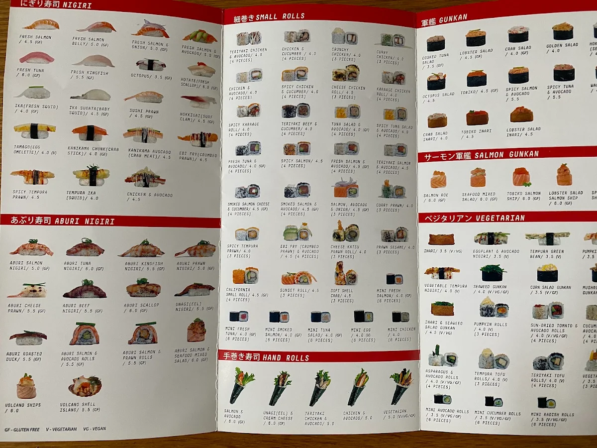 Menu, Kintaro Sushi